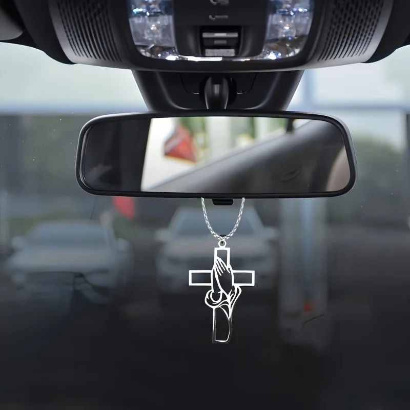 Car Accessories Mirror Hanging - Colgante de Cruz con Manos en